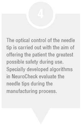 Production step: Neddle tips inspection (Image © NeuroCheck) 